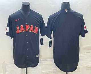 Men%27s Japan Baseball Blank 2023 Black World Classic Stitched Jerseys